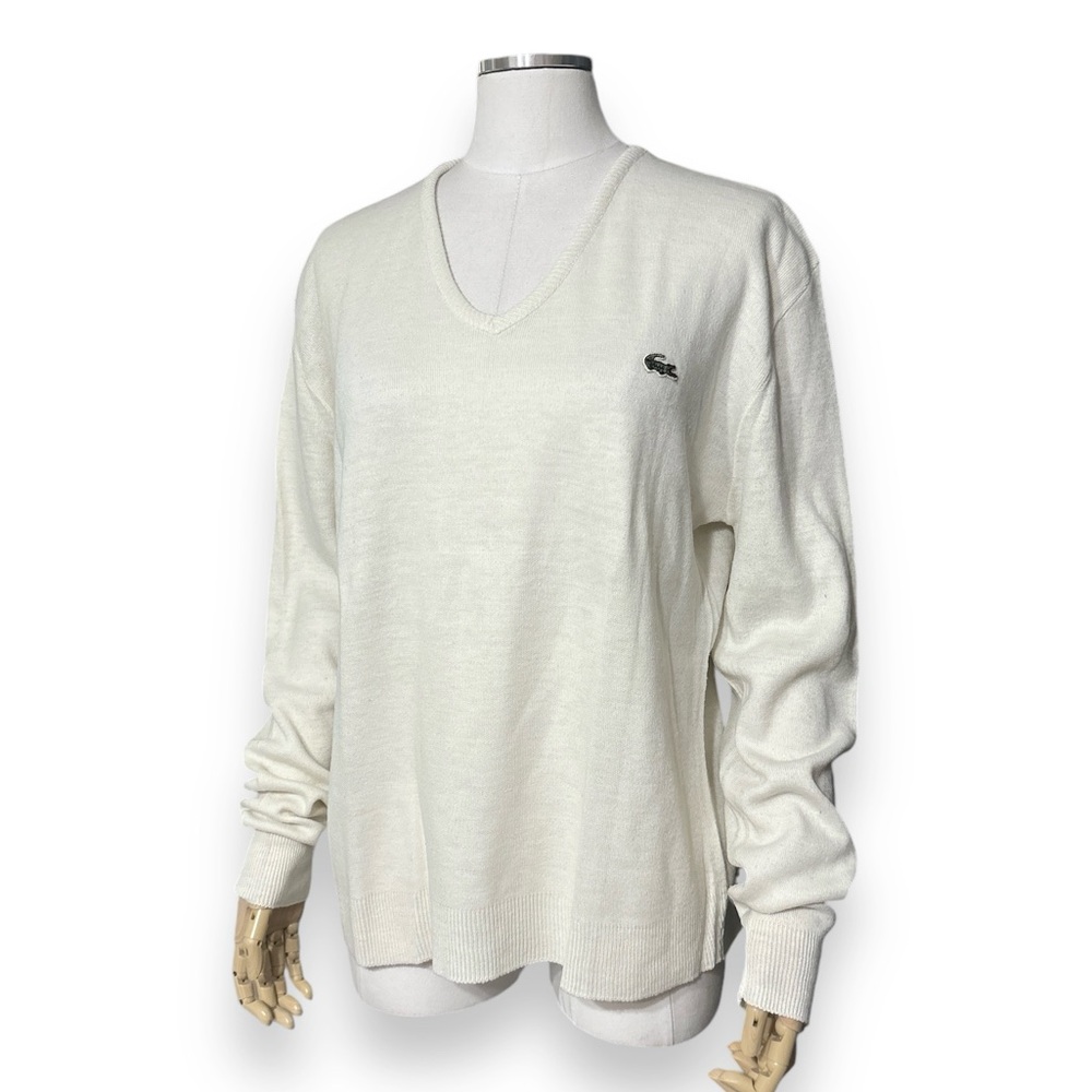 IZOD x LACOSTE Off White V Neck Sweater VINTAGE